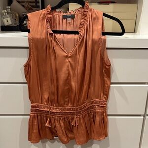 Tahari Rust Sleeveless Blouse with V-Neck
